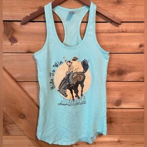 Cotton Heritage Mint Racerback Western Graphic Tank Too